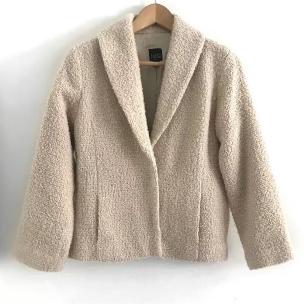 Eileen Fisher Teddy Jacket Fuzzy Blazer Wool Blend